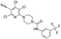 4-(3,4,6-TRICHLORO-5-CYANOPYRIDIN-2-YL)-N-[3-(TRIFLUOROMETHYL)PHENYL]PIPERAZINE-1-CARBOXAMIDE 结构式