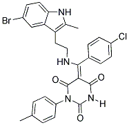 (Z)-5-((2-(5-BROMO-2-METHYL-1H-INDOL-3-YL)ETHYLAMINO)(4-CHLOROPHENYL)METHYLENE)-1-P-TOLYLPYRIMIDINE-2,4,6(1H,3H,5H)-TRIONE 结构式