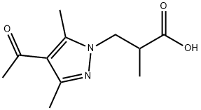 3-(4-乙酰基-3,5-二甲基-1H-吡唑-1-基)-2-甲基丙酸 结构式