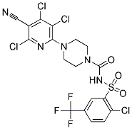 N-{[2-CHLORO-5-(TRIFLUOROMETHYL)PHENYL]SULFONYL}-4-(3,4,6-TRICHLORO-5-CYANOPYRIDIN-2-YL)PIPERAZINE-1-CARBOXAMIDE 结构式