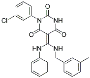 5-{(Z)-ANILINO[(3-METHYLBENZYL)AMINO]METHYLIDENE}-1-(3-CHLOROPHENYL)-2,4,6(1H,3H)-PYRIMIDINETRIONE 结构式