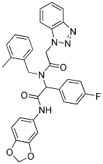 2-(2-(1H-BENZO[D][1,2,3]TRIAZOL-1-YL)-N-(2-METHYLBENZYL)ACETAMIDO)-N-(BENZO[D][1,3]DIOXOL-5-YL)-2-(4-FLUOROPHENYL)ACETAMIDE 结构式