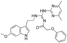 (E)-N-((4,6-DIMETHYLPYRIMIDIN-2-YLAMINO)(2-(6-METHOXY-1H-INDOL-3-YL)ETHYLAMINO)METHYLENE)-2-PHENOXYACETAMIDE 结构式