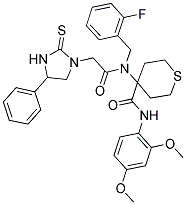 N-(2,4-DIMETHOXYPHENYL)-4-(N-(2-FLUOROBENZYL)-2-(4-PHENYL-2-THIOXOIMIDAZOLIDIN-1-YL)ACETAMIDO)-TETRAHYDRO-2H-THIOPYRAN-4-CARBOXAMIDE 结构式