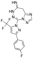 5-[3-(4-FLUOROPHENYL)-5-(TRIFLUOROMETHYL)-1H-PYRAZOL-1-YL]-7H-[1,2,4]TRIAZOLO[1,5-D][1,2,4]TRIAZEPIN-8(9H)-IMINE 结构式