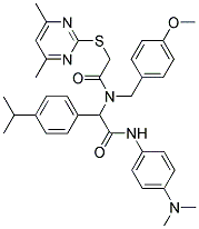 N-(4-(DIMETHYLAMINO)PHENYL)-2-(2-(4,6-DIMETHYLPYRIMIDIN-2-YLTHIO)-N-(4-METHOXYBENZYL)ACETAMIDO)-2-(4-ISOPROPYLPHENYL)ACETAMIDE 结构式