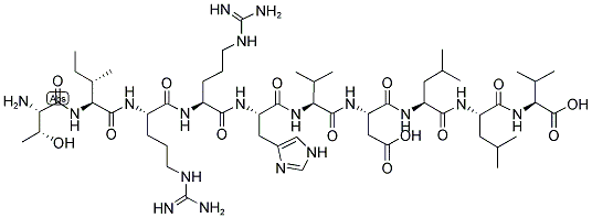 THR-ILE-ARG-ARG-HIS-VAL-ASP-LEU-LEU-VAL: TIRRHVDLLV 结构式