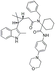 1-(N-BENZYL-2-((1R,3S)-2,2-DIMETHYL-3-(2-METHYL-1H-INDOL-3-YL)CYCLOPROPYL)ACETAMIDO)-N-(4-MORPHOLINOPHENYL)CYCLOHEXANECARBOXAMIDE 结构式