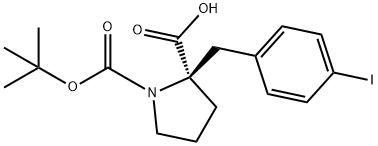 BOC-(R)-ALPHA-(4-IODO-BENZYL)-PROLINE 结构式