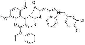 (Z)-ETHYL 2-((1-(3,4-DICHLOROBENZYL)-1H-INDOL-3-YL)METHYLENE)-5-(2,5-DIMETHOXYPHENYL)-3-OXO-7-PHENYL-3,5-DIHYDRO-2H-THIAZOLO[3,2-A]PYRIMIDINE-6-CARBOXYLATE 结构式