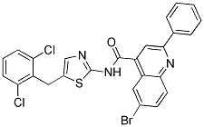 6-BROMO-N-[5-(2,6-DICHLOROBENZYL)-1,3-THIAZOL-2-YL]-2-PHENYLQUINOLINE-4-CARBOXAMIDE 结构式