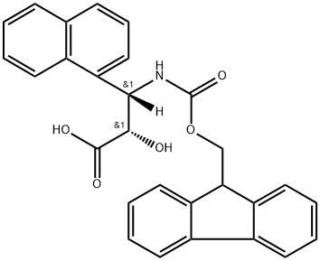 (2S,3S)-3-((((9H-芴-9-基)甲氧基)羰基)氨基)-2-羟基-3-(萘-1-基)丙酸 结构式