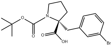 BOC-(R)-ALPHA-(3-BROMOBENZYL)-PROLINE 结构式