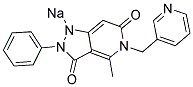 SODIUM 4-METHYL-3-OXO-2-PHENYL-5-(PYRIDIN-3-YLMETHYL)-3,5-DIHYDRO-2H-PYRAZOLO[4,3-C]PYRIDIN-6-OLATE 结构式