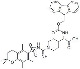 (S)-N-ALPHA-(9-FLUORENYLMETHYLOXYCARBONYL)-N'-(2,2,5,7,8-PENTAMETHYLCHROMAN-6-SULFONYL-AMIDINO)-4-PIPERIDYLALANINE 结构式