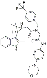 2-((1R,3S)-2,2-DIMETHYL-3-(2-METHYL-1H-INDOL-3-YL)CYCLOPROPYL)-N-(2-(4-MORPHOLINOPHENYLAMINO)-2-OXOETHYL)-N-(4-(TRIFLUOROMETHYL)BENZYL)ACETAMIDE 结构式