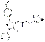 (4Z)-4-({[2-(1H-IMIDAZOL-4-YL)ETHYL]AMINO}METHYLENE)-5-(4-METHOXYPHENYL)-2-PHENYL-2,4-DIHYDRO-3H-PYRAZOL-3-ONE 结构式