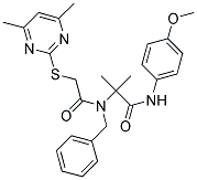 2-(BENZYL{2-[(4,6-DIMETHYL-2-PYRIMIDINYL)SULFANYL]ACETYL}AMINO)-N-(4-METHOXYPHENYL)-2-METHYLPROPANAMIDE 结构式