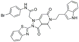 2-(5-(2-(1H-Indol-3-yl)ethyl)-2-(benzo[d]thiazol-2-yl)-4-methyl-3,6-dioxo-2,3,5,6-tetrahydropyrazolo[4,3-c]pyridin-1-yl)-N-(4-bromophenyl)acetamide 结构式