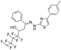 (E)-4,4,5,5,6,6,7,7-OCTAFLUORO-1-PHENYL-1-(2-(4-P-TOLYLTHIAZOL-2-YL)HYDRAZONO)HEPTAN-3-OL 结构式