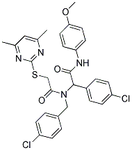 N-(4-CHLOROBENZYL)-N-(1-(4-CHLOROPHENYL)-2-(4-METHOXYPHENYLAMINO)-2-OXOETHYL)-2-(4,6-DIMETHYLPYRIMIDIN-2-YLTHIO)ACETAMIDE 结构式