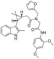 N-(2-(2,4-DIMETHOXYPHENYLAMINO)-2-OXOETHYL)-2-((1R,3S)-2,2-DIMETHYL-3-(2-METHYL-1H-INDOL-3-YL)CYCLOPROPYL)-N-(FURAN-2-YLMETHYL)ACETAMIDE 结构式