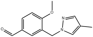 4-METHOXY-3-[(4-METHYL-1H-PYRAZOL-1-YL)METHYL]BENZALDEHYDE 结构式