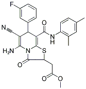 METHYL 2-(5-AMINO-6-CYANO-8-(2,4-DIMETHYLPHENYLCARBAMOYL)-7-(3-FLUOROPHENYL)-3-OXO-3,7-DIHYDRO-2H-THIAZOLO[3,2-A]PYRIDIN-2-YL)ACETATE 结构式
