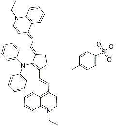 4-[(E)-2-(2-(DIPHENYLAMINO)-3-((E)-2-[1-ETHYL-4(1H)-QUINOLINYLIDENE]ETHYLIDENE)-1-CYCLOPENTEN-1-YL)ETHENYL]-1-ETHYLQUINOLINIUM 4-METHYLBENZENESULFONATE 结构式