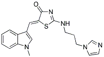 (5Z)-2-{[3-(1H-IMIDAZOL-1-YL)PROPYL]AMINO}-5-[(1-METHYL-1H-INDOL-3-YL)METHYLENE]-1,3-THIAZOL-4(5H)-ONE 结构式