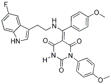 (E)-5-((2-(5-FLUORO-1H-INDOL-3-YL)ETHYLAMINO)(4-METHOXYPHENYL)METHYLENE)-1-(4-METHOXYPHENYL)PYRIMIDINE-2,4,6(1H,3H,5H)-TRIONE 结构式