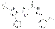 N'-[(1E)-(2-METHOXYPHENYL)METHYLENE]-2-[5-THIEN-2-YL-3-(TRIFLUOROMETHYL)-1H-PYRAZOL-1-YL]-1,3-THIAZOLE-4-CARBOHYDRAZIDE 结构式