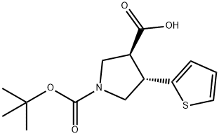 N-BOC-(3S,4S)-4-(2-噻吩基)吡咯烷-3-羧酸 结构式