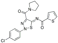 N-[(5Z)-2-(4-CHLOROPHENYL)-4-(PYRROLIDIN-1-YLCARBONYL)-1,2,3-THIADIAZOL-5(2H)-YLIDENE]THIOPHENE-2-CARBOXAMIDE 结构式