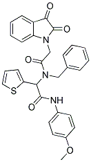 N-BENZYL-2-(2,3-DIOXOINDOLIN-1-YL)-N-(2-(4-METHOXYPHENYLAMINO)-2-OXO-1-(THIOPHEN-2-YL)ETHYL)ACETAMIDE 结构式