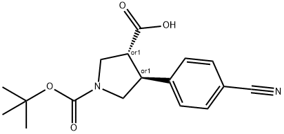 BOC-反式-4-(4-氰基苯)吡咯烷-3-羧酸 结构式