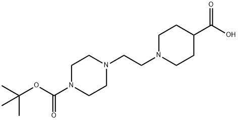 1-(2-(4-(叔丁氧基羰基)哌嗪-1-基)乙基)哌啶-4-羧酸 结构式