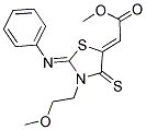 METHYL (2Z)-[(2Z)-3-(2-METHOXYETHYL)-2-(PHENYLIMINO)-4-THIOXO-1,3-THIAZOLIDIN-5-YLIDENE]ACETATE 结构式