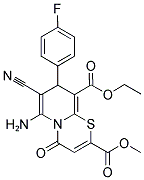 9-Ethyl 2-methyl 6-amino-7-cyano-8-(4-fluorophenyl)-4-oxo-4H,8H-pyrido[2,1-b][1,3]thiazine-2,9-dicarboxylate 结构式