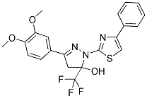 3-(3,4-DIMETHOXYPHENYL)-1-(4-PHENYL-1,3-THIAZOL-2-YL)-5-(TRIFLUOROMETHYL)-4,5-DIHYDRO-1H-PYRAZOL-5-OL 结构式