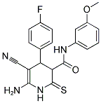 6-AMINO-5-CYANO-4-(4-FLUOROPHENYL)-N-(3-METHOXYPHENYL)-2-THIOXO-1,2,3,4-TETRAHYDROPYRIDINE-3-CARBOXAMIDE 结构式