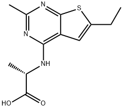2-(6-ETHYL-2-METHYL-THIENO[2,3-D]PYRIMIDIN-4-YLAMINO)-PROPIONIC ACID 结构式