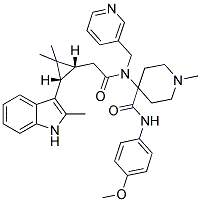 4-(2-((1R,3S)-2,2-DIMETHYL-3-(2-METHYL-1H-INDOL-3-YL)CYCLOPROPYL)-N-(PYRIDIN-3-YLMETHYL)ACETAMIDO)-N-(4-METHOXYPHENYL)-1-METHYLPIPERIDINE-4-CARBOXAMIDE 结构式