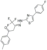 (3Z)-4,4,4-TRIFLUORO-1-(4-METHYLPHENYL)BUTANE-1,3-DIONE 3-{[4-(4-FLUOROPHENYL)-1,3-THIAZOL-2-YL]HYDRAZONE} 结构式