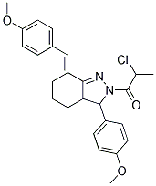 2-CHLORO-1-[7-(4-METHOXY-BENZYLIDENE)-3-(4-METHOXY-PHENYL)-3,3A,4,5,6,7-HEXAHYDRO-INDAZOL-2-YL]-PROPAN-1-ONE 结构式