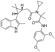 2-(N-CYCLOPROPYL-2-((1R,3S)-2,2-DIMETHYL-3-(2-METHYL-1H-INDOL-3-YL)CYCLOPROPYL)ACETAMIDO)-N-(2,4-DIMETHOXYPHENYL)-2-METHYLPROPANAMIDE 结构式