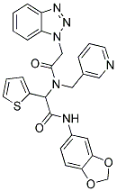 2-(2-(1H-BENZO[D][1,2,3]TRIAZOL-1-YL)-N-(PYRIDIN-3-YLMETHYL)ACETAMIDO)-N-(BENZO[D][1,3]DIOXOL-5-YL)-2-(THIOPHEN-2-YL)ACETAMIDE 结构式