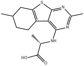 2-(2,7-DIMETHYL-5,6,7,8-TETRAHYDRO-BENZO[4,5]-THIENO[2,3-D]PYRIMIDIN-4-YLAMINO)-PROPIONIC ACID 结构式