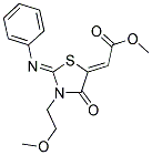 METHYL (2Z)-[(2Z)-3-(2-METHOXYETHYL)-4-OXO-2-(PHENYLIMINO)-1,3-THIAZOLIDIN-5-YLIDENE]ACETATE 结构式