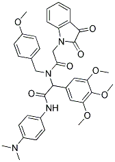 N-(4-(DIMETHYLAMINO)PHENYL)-2-(2-(2,3-DIOXOINDOLIN-1-YL)-N-(4-METHOXYBENZYL)ACETAMIDO)-2-(3,4,5-TRIMETHOXYPHENYL)ACETAMIDE 结构式